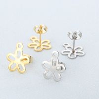 1 Pair Simple Style Flower Plating Stainless Steel 18K Gold Plated Ear Studs main image 1