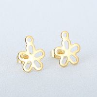 1 Pair Simple Style Flower Plating Stainless Steel 18K Gold Plated Ear Studs main image 4