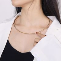 Titan Stahl 18 Karat Vergoldet Einfacher Stil Überzug Runden Halsband main image 1