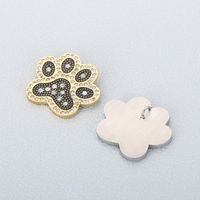1 Piece Stainless Steel Artificial Diamond 18K Gold Plated Paw Print main image 4