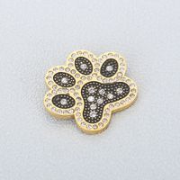 1 Piece Stainless Steel Artificial Diamond 18K Gold Plated Paw Print main image 5