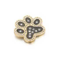 1 Piece Stainless Steel Artificial Diamond 18K Gold Plated Paw Print sku image 2