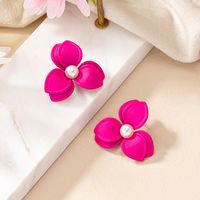 1 Pair Sweet Korean Style Pearl Flower Stoving Varnish Iron Pearl Drop Earrings main image 8