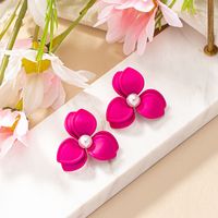 1 Pair Sweet Korean Style Pearl Flower Stoving Varnish Iron Pearl Drop Earrings main image 6
