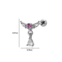1 Piece Ear Cartilage Rings & Studs Simple Style Classic Style Heart Shape Wings Flower 316 Stainless Steel  Copper Plating Inlay Zircon sku image 5