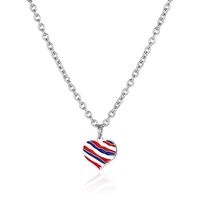 Simple Style Heart Shape Titanium Steel Enamel Pendant Necklace main image 6