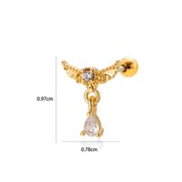 1 Piece Ear Cartilage Rings & Studs Simple Style Classic Style Heart Shape Wings Flower 316 Stainless Steel  Copper Plating Inlay Zircon sku image 8