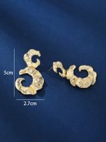 1 Pair Streetwear Solid Color Plating Pleated Copper 18k Gold Plated Drop Earrings main image 4