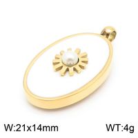 1 Piece Stainless Steel Artificial Pearls Shell 18K Gold Plated Oval sku image 1