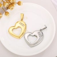 1 Piece Stainless Steel Artificial Diamond 18K Gold Plated Heart Shape main image 3