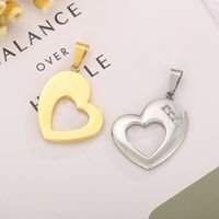 1 Piece Stainless Steel Artificial Diamond 18K Gold Plated Heart Shape main image 1