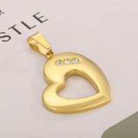 1 Piece Stainless Steel Artificial Diamond 18K Gold Plated Heart Shape main image 4