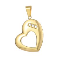 1 Pieza Acero Inoxidable Diamante Artificial Chapados en oro de 18k Forma De Corazón sku image 2