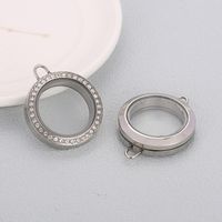 Casual Solid Color Stainless Steel Inlay Rhinestones Glass Jewelry Accessories main image 4