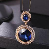 Casual Solid Color Alloy Copper Inlay Glass Women's Sweater Chain Long Necklace main image 1