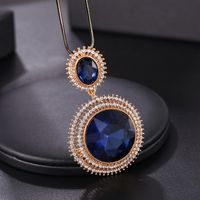 Casual Solid Color Alloy Copper Inlay Glass Women's Sweater Chain Long Necklace main image 6
