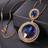 Casual Solid Color Alloy Copper Inlay Glass Women's Sweater Chain Long Necklace main image 3