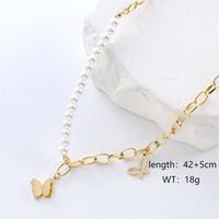 Casual Vacation Simple Style Butterfly Stainless Steel Beaded Plating Inlay Zircon 18k Gold Plated Rose Gold Plated Pendant Necklace sku image 13