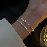 Simple Style Chains Print Sterling Silver Plating White Gold Plated Bracelets main image 1
