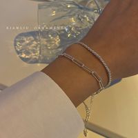 Simple Style Chains Print Sterling Silver Plating White Gold Plated Bracelets main image 3