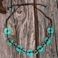 Rétro Style Ethnique Rond Turquoise Fait Main Femmes Bracelets Collier main image 4