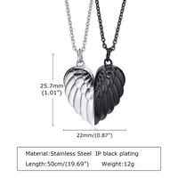 304 Stainless Steel Simple Style Patchwork Heart Shape Wings main image 2