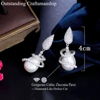 1 Pair Lady Sweet Water Droplets Snowflake Plating Inlay Copper Artificial Pearls Artificial Diamond Rhodium Plated Silver Plated Drop Earrings main image 11