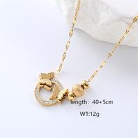 Casual Commute Butterfly Stainless Steel Plating Hollow Out Inlay Artificial Diamond 18k Gold Plated Rose Gold Plated Bracelets Necklace main image 10