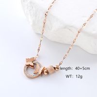 Casual Commute Butterfly Stainless Steel Plating Hollow Out Inlay Artificial Diamond 18k Gold Plated Rose Gold Plated Bracelets Necklace main image 11
