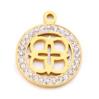 1 Piece Stainless Steel Rhinestones 18K Gold Plated Four Leaf Clover main image 6