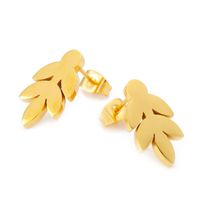 1 Pair Pastoral Leaf Plating Stainless Steel 18K Gold Plated Ear Studs main image 6
