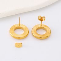1 Pair Simple Style Round Inlay Stainless Steel Rhinestones 18K Gold Plated Ear Studs main image 3