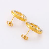 1 Pair Simple Style Round Inlay Stainless Steel Rhinestones 18K Gold Plated Ear Studs main image 4