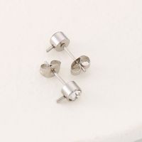 1 Pair Simple Style Round Plating Inlay Stainless Steel Rhinestones Ear Studs main image 5