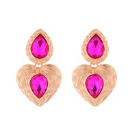1 Pair Elegant Simple Style Heart Shape Plating Inlay Alloy Glass Drop Earrings sku image 2