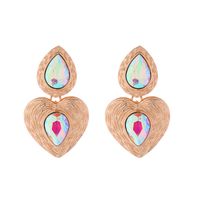1 Pair Elegant Simple Style Heart Shape Plating Inlay Alloy Glass Drop Earrings main image 7