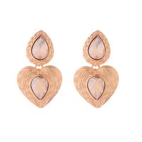 1 Pair Elegant Simple Style Heart Shape Plating Inlay Alloy Glass Drop Earrings main image 6