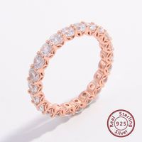 Elegant Glam Classic Style Round Sterling Silver Plating Inlay Zircon 14k Gold Plated Rose Gold Plated White Gold Plated Rings main image 5