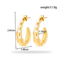 1 Pair French Style Simple Style Korean Style C Shape Butterfly Stainless Steel Zircon 18k Gold Plated Hoop Earrings Ear Studs sku image 3
