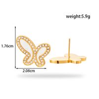 1 Pair French Style Simple Style Korean Style C Shape Butterfly Stainless Steel Zircon 18k Gold Plated Hoop Earrings Ear Studs sku image 1