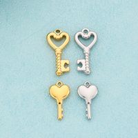 Simple Style Heart Shape Key Stainless Steel Plating Jewelry Accessories main image 1