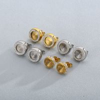 1 Pair Simple Style Round Plating Inlay Stainless Steel Zircon Ear Studs main image 3