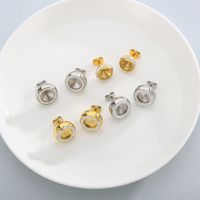 1 Pair Simple Style Round Plating Inlay Stainless Steel Zircon Ear Studs main image 4