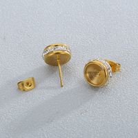 1 Pair Simple Style Round Plating Inlay Stainless Steel Zircon Ear Studs main image 5