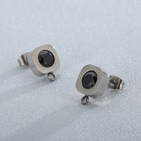 1 Pair Simple Style Square Inlay Stainless Steel Artificial Crystal Ear Studs main image 3