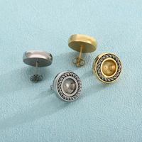 1 Pair Simple Style Round Plating Stainless Steel Ear Studs main image 1