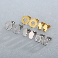 1 Pair Simple Style Round Square Oval Plating Stainless Steel Ear Studs main image 3