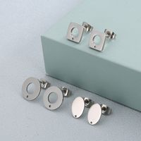 1 Pair Simple Style Round Square Oval Plating Stainless Steel Ear Studs main image 5