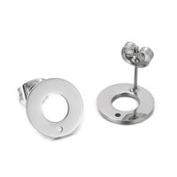 1 Pair Simple Style Round Square Oval Plating Stainless Steel Ear Studs sku image 2