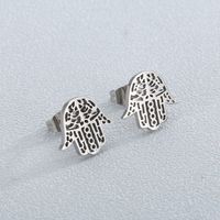 1 Pair Classic Style Hand Of Fatima Hollow Out Stainless Steel Ear Studs main image 3